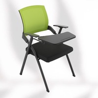 Chaises de salle de conférence économiques, chaises de réunion, chaises d'accueil, chaises de salon en maille avec accoudoirs pliants et assise noire