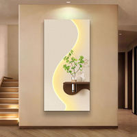 Vente directe usine – Peinture murale suspendue 3D style moderne en grès avec plantes vertes simulées pour décoration de couloir