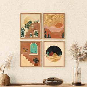 Soleil <span class=keywords><strong>et</strong></span> la maison toile peinture nordique mur Art affiche impression pour salon cadre mur photo Tableau Mural - Product Image 4