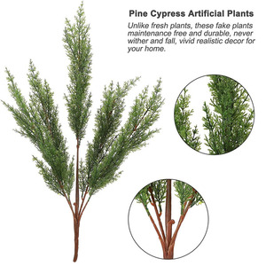 Ramas artificiales de hojas de ciprés de pino, follaje Floral para decoración de interiores, hogar y oficina, gran oferta - Product Image 4