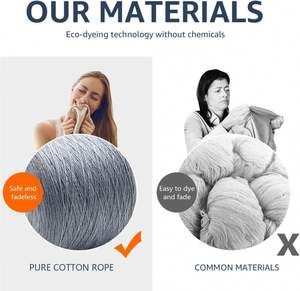 Storage <b>Laundry</b> <b>Basket</b> Woven Cotton Rope Organizer for Blanket Toys Towels Baby <b>Nursery</b> Hamper Bin with Handle - Product Image 5