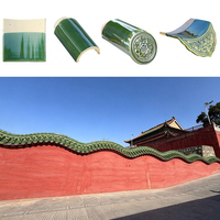 Tuiles de toit chinoises vertes émaillées, tuiles murales en céramique traditionnelles pour les murs de clôture des jardins asiatiques
