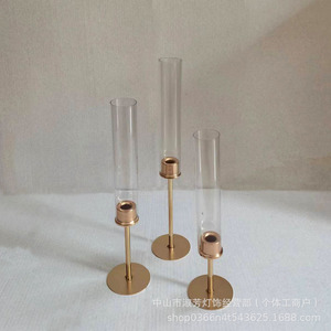 Nouveau <span class=keywords><strong>Chandelier</strong></span> Professionnel en Verre Hurricane, Cylindrique, <span class=keywords><strong>Noir</strong></span> et Or, de Style Antique, pour Bougies Coniques, pour Mariage et Ambiance Romantique - Product Image 3