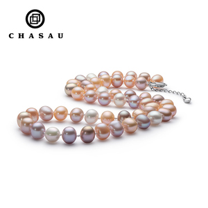 Collana con Pendente in <span class=keywords><strong>Argento</strong></span> <span class=keywords><strong>925</strong></span> con Perla d'<span class=keywords><strong>Acqua</strong></span> Dolce Naturale Rotonda 8-9mm Gioielli per Donne - Product Image 1