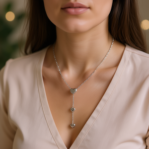 Collar con colgante de moda Amy Amy, acero inoxidable, chapado en plata, forma de corazón, joyería de regalo para uso diario para mujer C3024 - Product Image 3