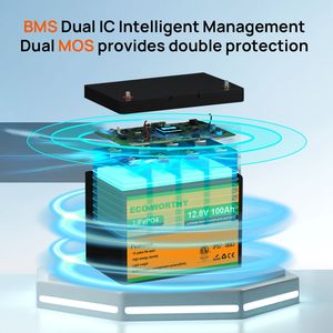 Batería de Litio LiFePO4 de 12V 100AH con BMS Integrado y Certificación UL1973, Ecológica - Product Image 3