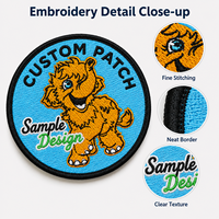 Patch brodé rond personnalisé en gros, grande taille, avec logo intégral et bordure Merrow pour vestes, chapeaux et sacs