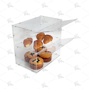 Acrilico 2 livelli panettiere trasparente pasticceria vetrina per biscotti da forno Cupcake vetrina con vassoio - Product Image 1