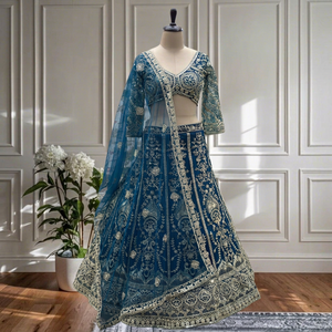 Ensemble de lehenga choli pour femmes de qualité supérieure avec broderie de paillettes pour les occasions de fête, les mariages et les occasions festives - Product Image 1