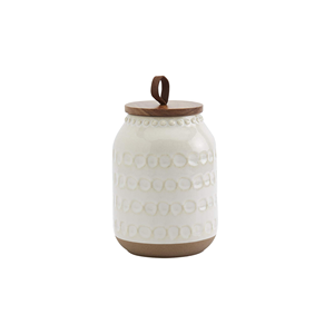 Recipiente Pequeño de Cerámica para Café o Té con Tapa de Bambú - Contenedor Rectangular de Cerámica Blanca para Mantequilla - Product Image 3