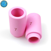 10 buah nozel cangkir keramik Alumina merah muda seri 13N 4 #-10 # untuk obor las WP-20 WP-9