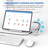 Adaptateur USB mâle vers double Type-C femelle avec entrée casque PD et extension de câble pour Xbox One Series, PS4, PS5, ordinateur portable, sortie hub USB-C