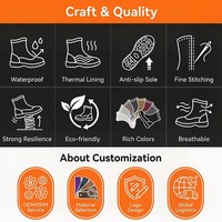Bottes de travail d'hiver pour hommes en gros, à scratchs, doublées thermiquement, antidérapantes, réfléchissantes, imperméables, pour l'extérieur