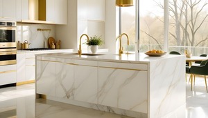 Dalles de quartz Calacatta Sepia – Pierre technique haut de gamme aspect marbre pour comptoirs et revêtements de sol - Product Image 5