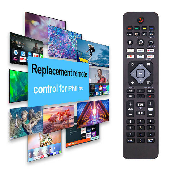Universal Remote Control for 4K Ultra HD LED Smart TV with Rolling Code 5-10m Range Black