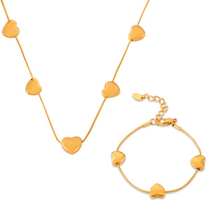 Set di gioielli di moda <span class=keywords><strong>bracciale</strong></span> collana cuore miglior regalo per la <span class=keywords><strong>festa</strong></span> della <span class=keywords><strong>mamma</strong></span> acciaio inossidabile 18K PVD vera tecnologia placcatura in oro - Product Image 6