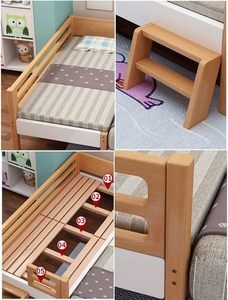Cama Infantil de Madera con Barandal Ensamblable y Soporte de Lamas, Estructura de Cama a Ras de Suelo para Niños Pequeños y Cuna - Product Image 2