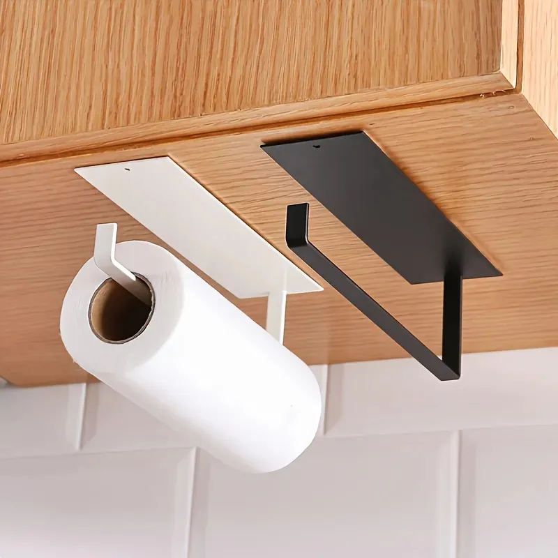 Mutfak karbon çelik kağıt havlu askısı yumruk ücretsiz kağıt havlu askısı ev kağıt depolama raf