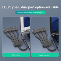 Extensor de Interfaz USB-A, Divisor Multipuerto de Uno a Cuatro, Cable Plano de Silicona Suave para Ratón, Teclado, Memoria USB y OTG para Automóvil