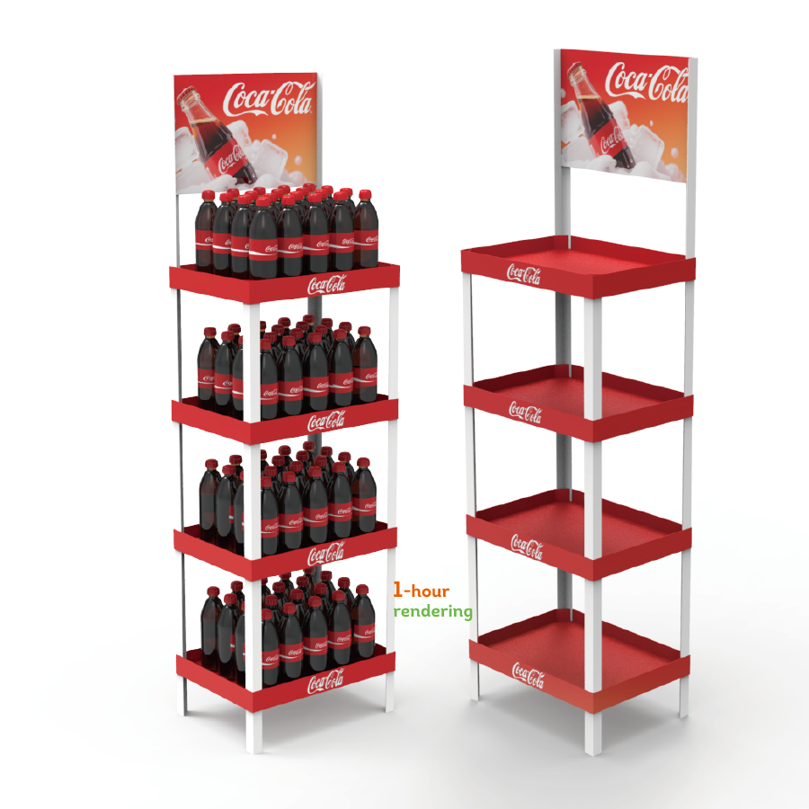 Beviis Custom Light Duty Plastic Floor Standing Beverage Display Rack Cola Bottle Stand for Supermarket Retail Stores
