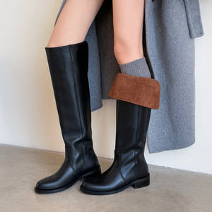2025 automne hiver nouvelle dame élégante sur le genou <span class=keywords><strong>bottes</strong></span> robe de soirée Design de mode en cuir véritable mi talons femmes <span class=keywords><strong>bottes</strong></span> longues 40 - Product Image 1