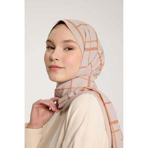 Pure Tone <b>Silk</b> <b>Scarf</b> <b>Square</b> Pattern Stone Orange Digital Printing Women Multi Functional - Product Image 3
