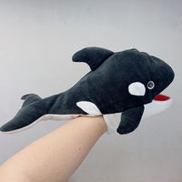 Marionnettes à main en peluche courte d'animaux marins, poupées de poisson-clown pour le récit d'histoires parent-enfant, jouets éducatifs pour la petite enfance, requins en polyester