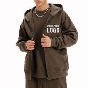 Cardigan à fermeture éclair intégrale de haute qualité, sweat-shirt pour homme en polaire, mode décontractée, épaules tombantes, couleur unie, vintage, sweat-shirt à fermeture éclair pour homme - Product Image 2