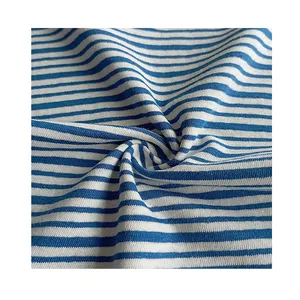 factory direct sale cotton linen blend knitted fabric Eco-friendly stripe 55/45 linen cotton fabric