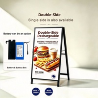 Panneau publicitaire LED extérieur étanche en forme de A, pliable, portable, support de sol vertical mobile, enseigne lumineuse