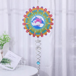 Campana de Viento Decorativa de Metal en Espiral con Cola de 8.5 Pulgadas, Doble Bola de Acero Inoxidable, Decoración de Jardín - Product Image 1