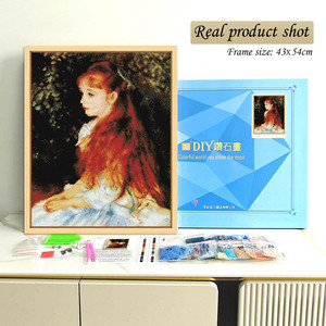 Kit de peinture diamant encadrée DIY pour fille, portrait style classique, avec diamants ronds, art imprimé, artisanat - Product Image 2