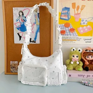 NUEVO Bolso de Hombro Y2K con Estrellas y Puntos, Bonito Bolso Cruzado Transparente con Correa con Volantes para Niñas, Estilo Minimalista DIY - Product Image 3