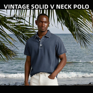 Camisa de Verano 2026 al por Mayor, Nueva Moda Americana para Hombre, Denim de Color Sólido, Cuello en V Vintage, Manga Corta, Secado Rápido - Product Image 2