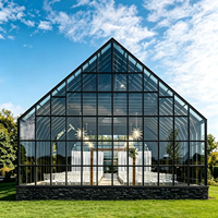 Ruang Berjemur Kaca Modular Prefab Kedap Suara dan Angin, Rumah Kebun Kaca Luar Ruangan Aluminium Segitiga Kaca Tempered Ganda Berlapis Ganda