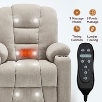 Fauteuil inclinable électrique beige en chenille, 350 lb, avec deux ports USB, porte-gobelets, montage facile sans outils