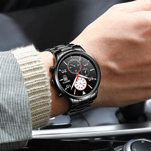 Pour NIBOSI 2391 hommes Original affaires chronographe montre-bracelet à Quartz 44mm boîtier en acier 20mm verre lumineux alliage cuir Shanghai - Product Image 5