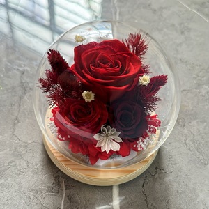 Rosa Eterna Decorativa Redonda <span class=keywords><strong>con</strong></span> Cubierta de Cristal Esférica, Regalo para Navidad y San Valentín - Product Image 3