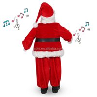 150CM rouge animé père noël debout Figurines personnalisé taille réelle Noel Baba musical danse et chant décoration de fête de noël