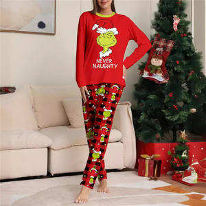 Conjunto de pijamas navideños a juego para la familia, estampado de monstruo pequeño, trajes para padres e hijos, Top + pantalones a rayas, ropa de dormir navideña - Product Image 4