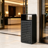 Poubelle de recyclage en métal noir de 32 L, écologique, pour l'intérieur et l'extérieur, poubelle publique à ouverture frontale pour hôtel, bureau