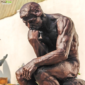 Famoso filosofo Patina finitura antico su misura giardino verde bronzo statua pensatore in vendita - Product Image 6