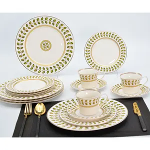 High quality flower design Germany embossed 999.9 pure gold dinner set and tea set