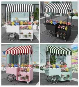 Chariot de vente ambulante en <span class=keywords><strong>fer</strong></span> forgé le plus vendu, chariot créatif d'extérieur, chariot promotionnel pour centre commercial, chariot de nourriture de rue pour plantes et fleurs - Product Image 2