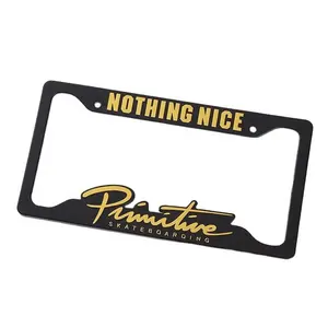 Custom made metal number tag holders chrome motorcycle covers black carbon fiber car plate borders Plastic license plate frames