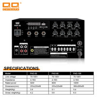 Çift güç (AC 70V-100V / DC 12V) PA amplifikatör cami için 100W kompakt tasarım, okul, alışveriş merkezi, OEM mevcut
