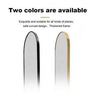 Miroir mural arqué en alliage d'aluminium de grande taille personnalisé 2025, finition brossée dorée, miroir moderne de pleine longueur, meubles de salon - Product Image 5