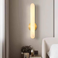 Applique murale moderne en albâtre, lumière LED cylindrique, base en pierre et fer, lampe murale en marbre pour hôtel, chambre, salon, couloir, projet