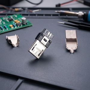 Conector Mini USB 2.0 Tipo B Macho para Soldar, Acabado de Contacto de Bronce Fosforoso, Durabilidad 1500, Retardante de Llama 94 V-0, Vertical - Product Image 2