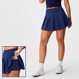 定制标志高尔夫球裙健身套装健身房瑜伽百褶网球裙带侧口袋女式网球服连衣裙